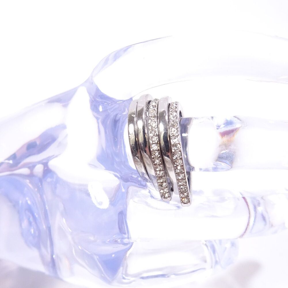 Banana Republic Women's Silver Crystal Pave V Stackable Ring Sz 6 NWT 45 - Picture 3 of 13